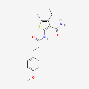 molecular formula C18H22N2O3S B5722440 4-ethyl-2-{[3-(4-methoxyphenyl)propanoyl]amino}-5-methyl-3-thiophenecarboxamide 
