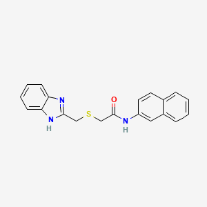molecular formula C20H17N3OS B5722459 2-[(1H-benzimidazol-2-ylmethyl)thio]-N-2-naphthylacetamide 