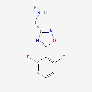 molecular formula C9H7F2N3O B572251 1-[5-(2,6-Difluorophenyl)-1,2,4-oxadiazol-3-yl]methanamine CAS No. 1209962-86-6