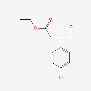 molecular formula C13H15ClO3 B572274 3-(4-Chlorophenyl)-3-oxetaneacetic acid ethyl ester CAS No. 1221819-51-7