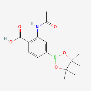 molecular formula C15H20BNO5 B572279 2-Acetamido-4-(4,4,5,5-tetramethyl-1,3,2-dioxaborolan-2-YL)benzoic acid CAS No. 1218789-96-8