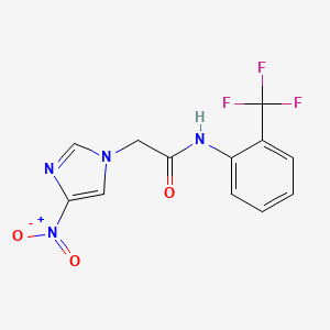 molecular formula C12H9F3N4O3 B5722886 2-(4-nitro-1H-imidazol-1-yl)-N-[2-(trifluoromethyl)phenyl]acetamide 
