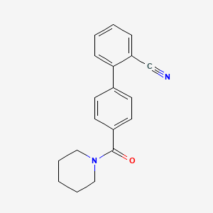 molecular formula C19H18N2O B572290 2-[4-(Piperidinocarbonyl)phenyl]benzonitrile CAS No. 1365272-35-0