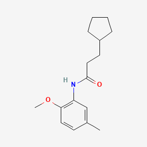 molecular formula C16H23NO2 B5722947 3-cyclopentyl-N-(2-methoxy-5-methylphenyl)propanamide 