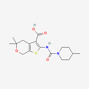 5,5-dimethyl-2-{[(4-methyl-1-piperidinyl)carbonyl]amino}-4,7-dihydro-5H-thieno[2,3-c]pyran-3-carboxylic acid