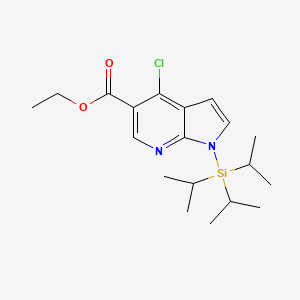 molecular formula C19H29ClN2O2Si B572298 ethyl 4-chloro-1-(triisopropylsilyl)-1H-pyrrolo[2,3-b]pyridine-5-carboxylate CAS No. 1310704-15-4