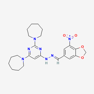 7-nitro-1,3-benzodioxole-5-carbaldehyde (2,6-di-1-azepanyl-4-pyrimidinyl)hydrazone