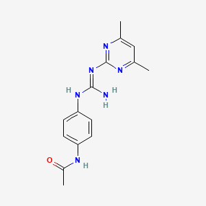 molecular formula C15H18N6O B5723074 N-(4-{[[(4,6-dimethyl-2-pyrimidinyl)amino](imino)methyl]amino}phenyl)acetamide 