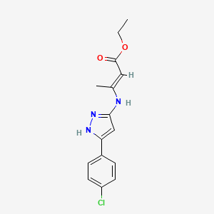 molecular formula C15H16ClN3O2 B5723089 ethyl 3-{[3-(4-chlorophenyl)-1H-pyrazol-5-yl]amino}-2-butenoate 