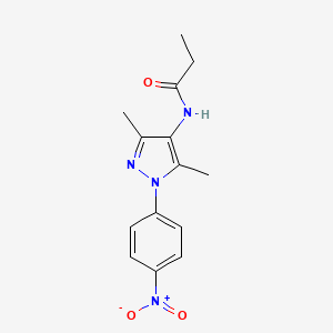 molecular formula C14H16N4O3 B5723111 N-[3,5-dimethyl-1-(4-nitrophenyl)-1H-pyrazol-4-yl]propanamide 