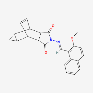 molecular formula C23H20N2O3 B5723245 4-{[(2-methoxy-1-naphthyl)methylene]amino}-4-azatetracyclo[5.3.2.0~2,6~.0~8,10~]dodec-11-ene-3,5-dione 