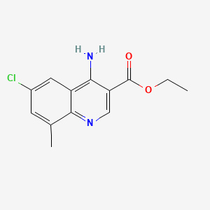 molecular formula C13H13ClN2O2 B572327 Ethyl 4-amino-6-chloro-8-methylquinoline-3-carboxylate CAS No. 1242260-21-4