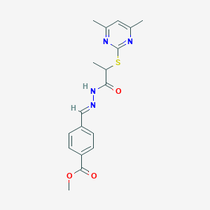 molecular formula C18H20N4O3S B5723303 methyl 4-(2-{2-[(4,6-dimethyl-2-pyrimidinyl)thio]propanoyl}carbonohydrazonoyl)benzoate 
