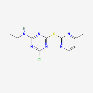molecular formula C11H13ClN6S B5723355 4-chloro-6-[(4,6-dimethylpyrimidin-2-yl)thio]-N-ethyl-1,3,5-triazin-2-amine 