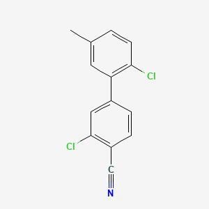 molecular formula C14H9Cl2N B572336 2-Chloro-4-(2-chloro-5-methylphenyl)benzonitrile CAS No. 1355247-45-8