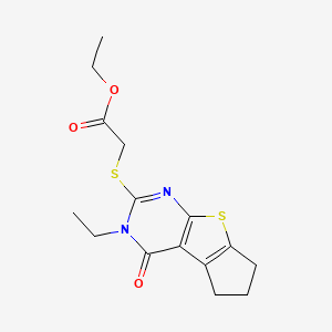 molecular formula C15H18N2O3S2 B5723371 ethyl [(3-ethyl-4-oxo-3,5,6,7-tetrahydro-4H-cyclopenta[4,5]thieno[2,3-d]pyrimidin-2-yl)thio]acetate 
