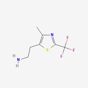 molecular formula C7H9F3N2S B572341 2-[4-Methyl-2-(trifluoromethyl)-1,3-thiazol-5-yl]ethanamine CAS No. 1263281-04-4