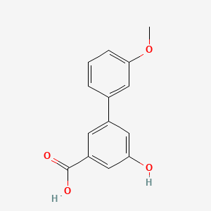 molecular formula C14H12O4 B572343 5-Hydroxy-3'-methoxy-[1,1'-biphenyl]-3-carboxylic acid CAS No. 1261903-47-2