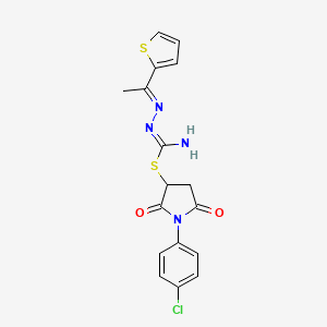 molecular formula C17H15ClN4O2S2 B5723478 1-(4-chlorophenyl)-2,5-dioxo-3-pyrrolidinyl 2-[1-(2-thienyl)ethylidene]hydrazinecarbimidothioate 