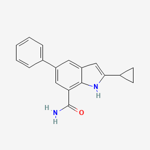 molecular formula C18H16N2O B572348 2-Cyclopropyl-5-phenyl-1H-indole-7-carboxamide CAS No. 1211592-88-9