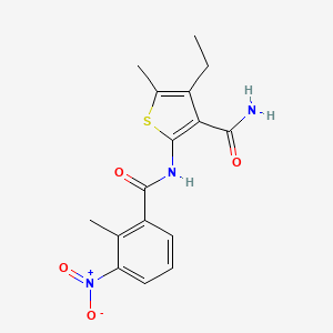 molecular formula C16H17N3O4S B5723517 4-ethyl-5-methyl-2-[(2-methyl-3-nitrobenzoyl)amino]-3-thiophenecarboxamide 