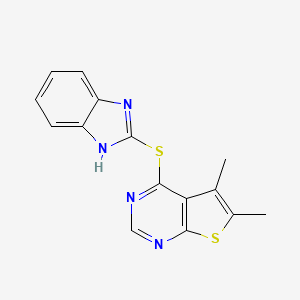 molecular formula C15H12N4S2 B5723525 4-(1H-benzimidazol-2-ylthio)-5,6-dimethylthieno[2,3-d]pyrimidine 