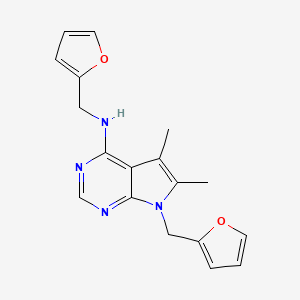 molecular formula C18H18N4O2 B5723566 N,7-bis(2-furylmethyl)-5,6-dimethyl-7H-pyrrolo[2,3-d]pyrimidin-4-amine 