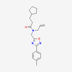 molecular formula C21H27N3O2 B5723586 N-allyl-3-cyclopentyl-N-{[3-(4-methylphenyl)-1,2,4-oxadiazol-5-yl]methyl}propanamide 