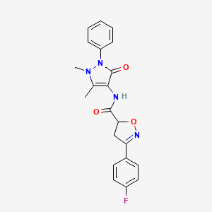 molecular formula C21H19FN4O3 B5723653 N-(1,5-dimethyl-3-oxo-2-phenyl-2,3-dihydro-1H-pyrazol-4-yl)-3-(4-fluorophenyl)-4,5-dihydro-5-isoxazolecarboxamide 