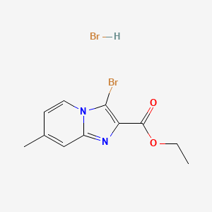 molecular formula C11H12Br2N2O2 B572378 Ethyl 3-bromo-7-methylimidazo[1,2-a]pyridine-2-carboxylate hydrobromide CAS No. 1332588-44-9