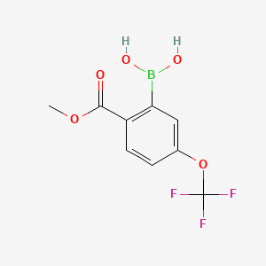 molecular formula C9H8BF3O5 B572392 (2-(Methoxycarbonyl)-5-(trifluoromethoxy)phenyl)boronic acid CAS No. 1217500-75-8