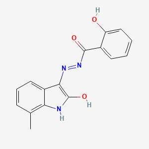 molecular formula C16H13N3O3 B5723949 2-hydroxy-N'-(7-methyl-2-oxo-1,2-dihydro-3H-indol-3-ylidene)benzohydrazide 