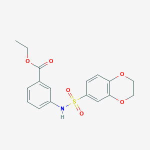 molecular formula C17H17NO6S B5723966 ethyl 3-[(2,3-dihydro-1,4-benzodioxin-6-ylsulfonyl)amino]benzoate 