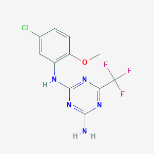 molecular formula C11H9ClF3N5O B5724007 N-(5-chloro-2-methoxyphenyl)-6-(trifluoromethyl)-1,3,5-triazine-2,4-diamine 