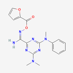 molecular formula C18H19N7O3 B5724026 4-(dimethylamino)-N'-(2-furoyloxy)-6-[methyl(phenyl)amino]-1,3,5-triazine-2-carboximidamide 