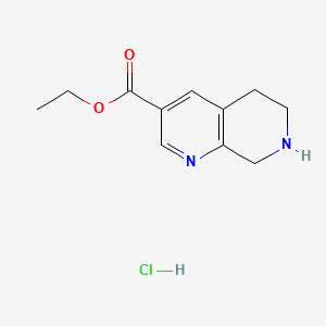 molecular formula C11H15ClN2O2 B572404 Ethyl 5,6,7,8-tetrahydro-1,7-naphthyridine-3-carboxylate hydrochloride CAS No. 1207175-08-3