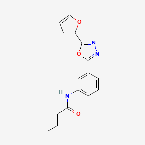 molecular formula C16H15N3O3 B5724209 N-{3-[5-(2-furyl)-1,3,4-oxadiazol-2-yl]phenyl}butanamide 