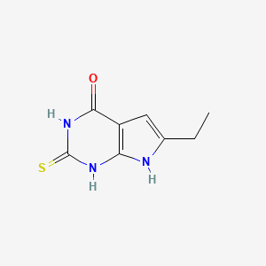 molecular formula C8H9N3OS B572429 6-乙基-2-巯基-7H-吡咯并[2,3-d]嘧啶-4-醇 CAS No. 1275607-95-8