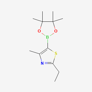 molecular formula C12H20BNO2S B572431 2-Ethyl-4-methyl-5-(4,4,5,5-tetramethyl-1,3,2-dioxaborolan-2-yl)thiazole CAS No. 1218789-94-6