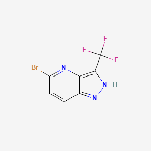 molecular formula C7H3BrF3N3 B572438 5-Bromo-3-(trifluoromethyl)-1H-pyrazolo[4,3-b]pyridine CAS No. 1262639-31-5