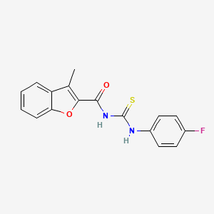molecular formula C17H13FN2O2S B5724386 N-{[(4-fluorophenyl)amino]carbonothioyl}-3-methyl-1-benzofuran-2-carboxamide 