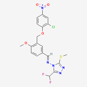 molecular formula C19H16ClF2N5O4S B5724394 N-{3-[(2-chloro-4-nitrophenoxy)methyl]-4-methoxybenzylidene}-3-(difluoromethyl)-5-(methylthio)-4H-1,2,4-triazol-4-amine 