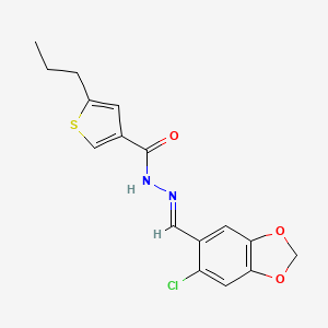 molecular formula C16H15ClN2O3S B5724432 N'-[(6-chloro-1,3-benzodioxol-5-yl)methylene]-5-propyl-3-thiophenecarbohydrazide 