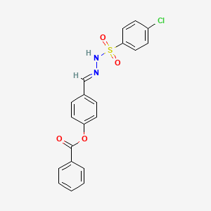 4-{2-[(4-chlorophenyl)sulfonyl]carbonohydrazonoyl}phenyl benzoate