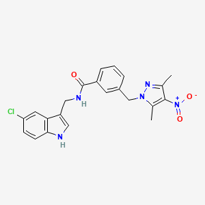 N-[(5-chloro-1H-indol-3-yl)methyl]-3-[(3,5-dimethyl-4-nitro-1H-pyrazol-1-yl)methyl]benzamide