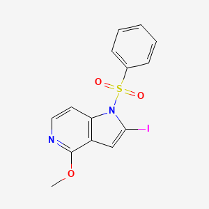 molecular formula C14H11IN2O3S B572458 1-(Phenylsulfonyl)-2-iodo-4-methoxy-5-azaindole CAS No. 1227269-13-7