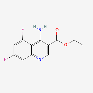 molecular formula C12H10F2N2O2 B572460 Ethyl 4-amino-5,7-difluoroquinoline-3-carboxylate CAS No. 1242260-09-8