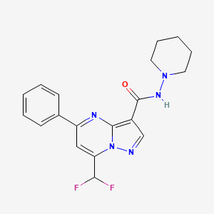molecular formula C19H19F2N5O B5724844 7-(difluoromethyl)-5-phenyl-N-1-piperidinylpyrazolo[1,5-a]pyrimidine-3-carboxamide 