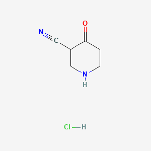 molecular formula C6H9ClN2O B572485 4-Oxopiperidine-3-carbonitrile hydrochloride CAS No. 1373253-28-1