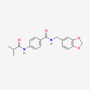 N-[(2H-1,3-BENZODIOXOL-5-YL)METHYL]-4-(2-METHYLPROPANAMIDO)BENZAMIDE